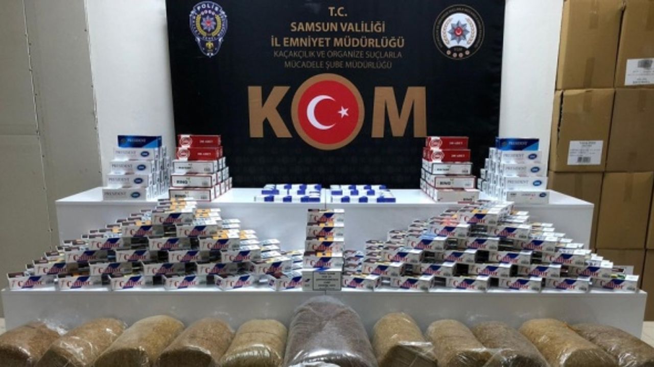 Samsun'da 52 bin 880 makaron ile 70 kilogram tütün ele geçirildi