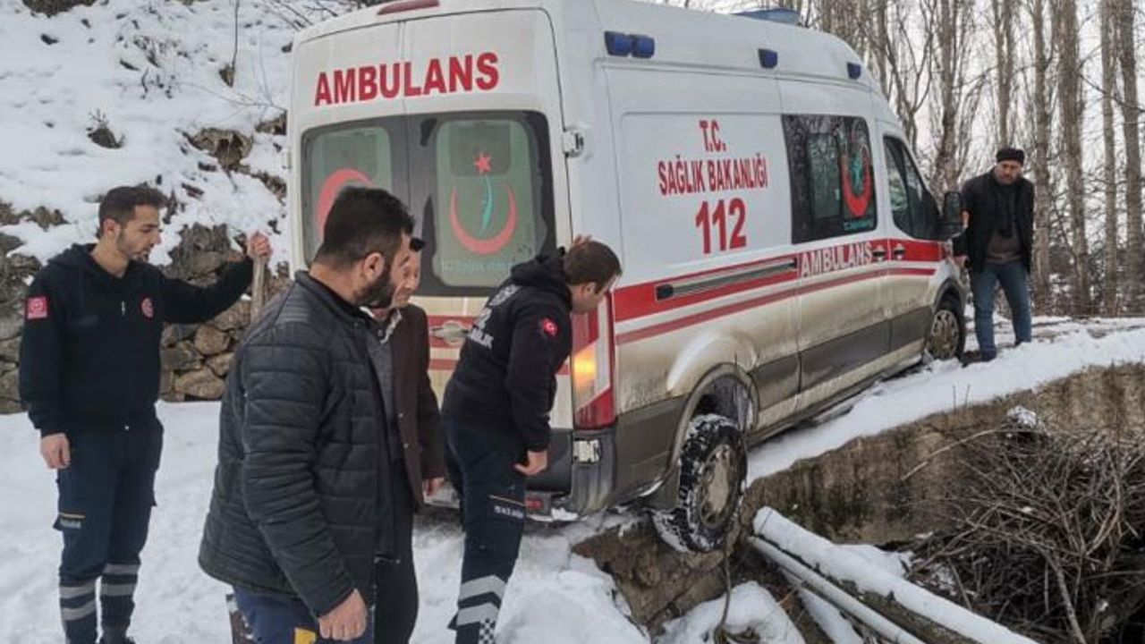 Artvin'de hasta almaya giden ambulans kaydı! Yardıma köylüler yetişti