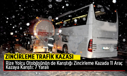 Rize Otobüsünün de karıştığı 11 araç  zincirleme trafik kazası...