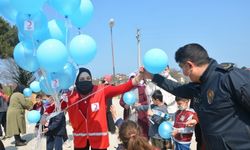 Akçakoca'da otizme dikkati çekmek için gökyüzüne mavi balonlar bırakıldı