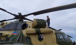 Giresun'da sahile zorunlu iniş yapan Azerbaycan'a ait askeri helikopterdeki arıza giderildi