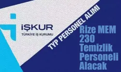 Rize'de TYP'den Milli Eğitime 230 kişi alınacak