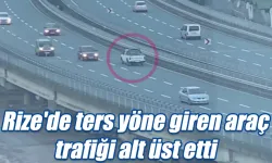 Rize’de ters şeride giren araç trafiği alt üst etti