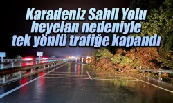 Karadeniz Sahil Yolu heyelan nedeniyle tek yönlü trafiğe kapandı