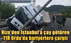 Rize’den İstanbul’a çay götüren TIR Ordu’da kaza yaptı