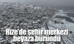 Rize’de şehir merkezi beyaza büründü / İZLE/