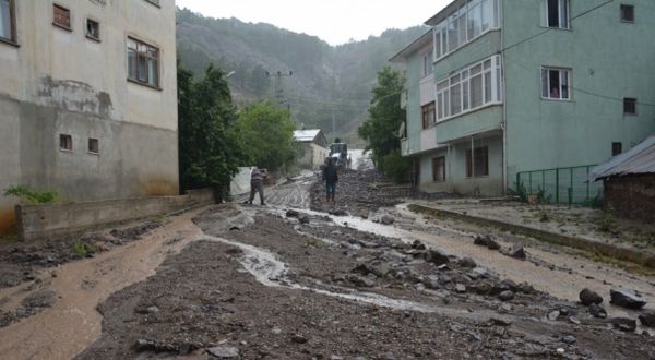 Giresun'un Alucra ilçesinde aşırı yağış etkili oldu