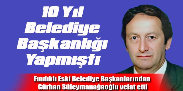 Fındıklı Eski Belediye Başkanlarından Gürhan Süleymanağaoğlu vefat etti
