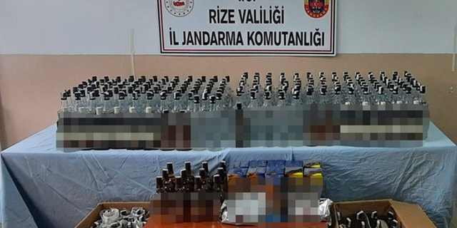 Rize'de 292 şişe sahte içki ele geçirildi