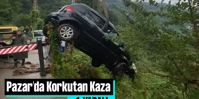 Rize'de uçuruma yuvarlanan otomobilin sürücüsü yaralandı