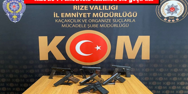 Rize'de otomobilde saklanmış 7 ruhsatsız tabanca ele geçirildi