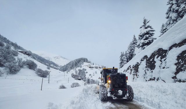 Rize'de 14 köy yolu kardan kapandı