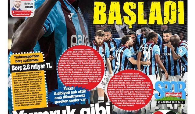 Trabzonspor lige 3 puanla başladı
