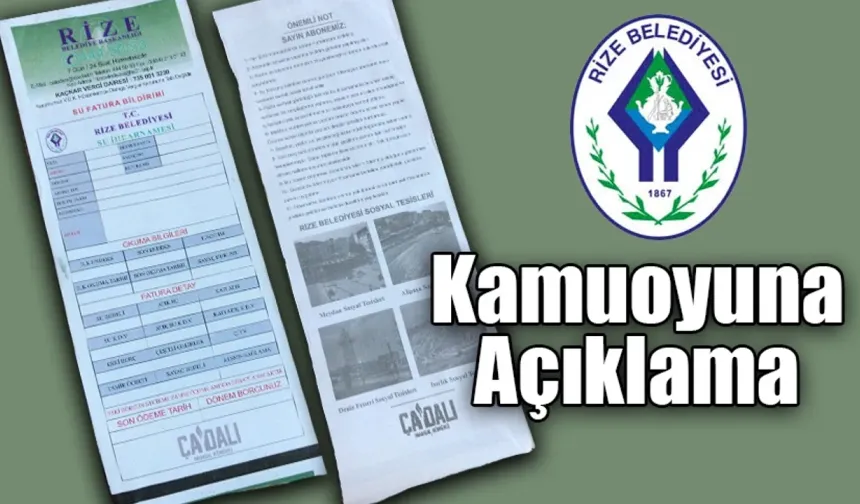 Rize Belediyesinden kamuoyuna reklam açıklaması