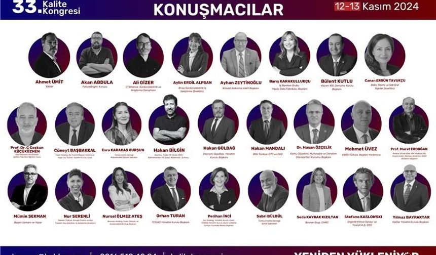 33’üncü Kalite Kongresi 12- 13 Kasım tarihlerinde Kocaeli’de gerçekleşecek