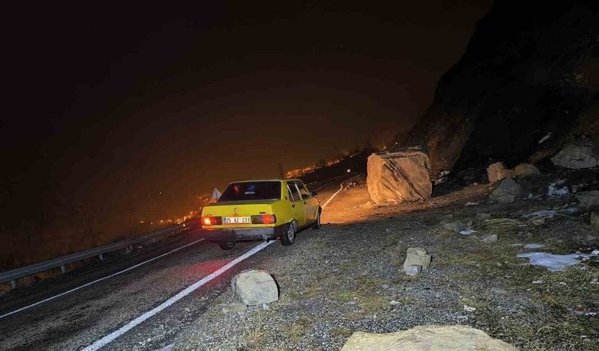 Erzurum-Artvin karayolunda heyelan