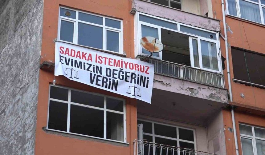 Rize’de kamulaştırma bedeline pankartlı tepki