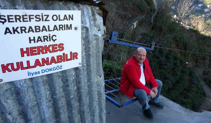 Trabzonlunun teleferik tabelası çözüm oldu: "Şerefsiz olan akrabalarım hariç herkes kullanabilir"