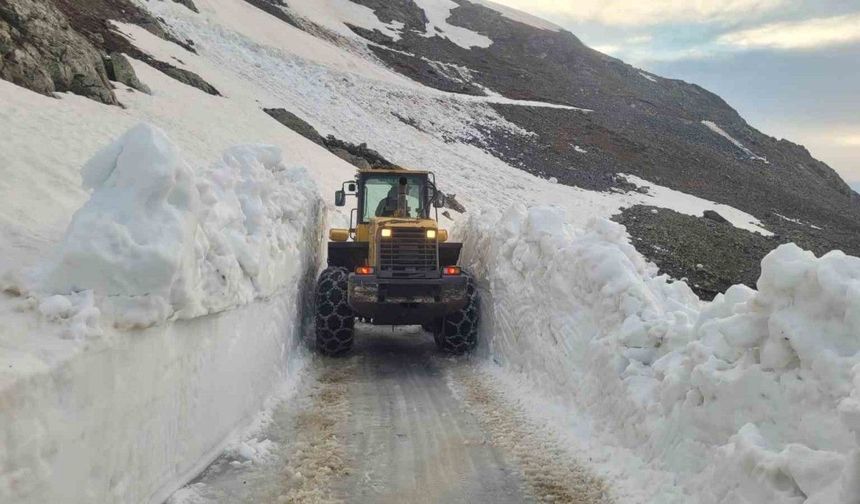 Trabzon’da bir yandan yayla yollarında karla mücadele çalışması yapılıyor bir yandan yayla yolları betonlanıyor