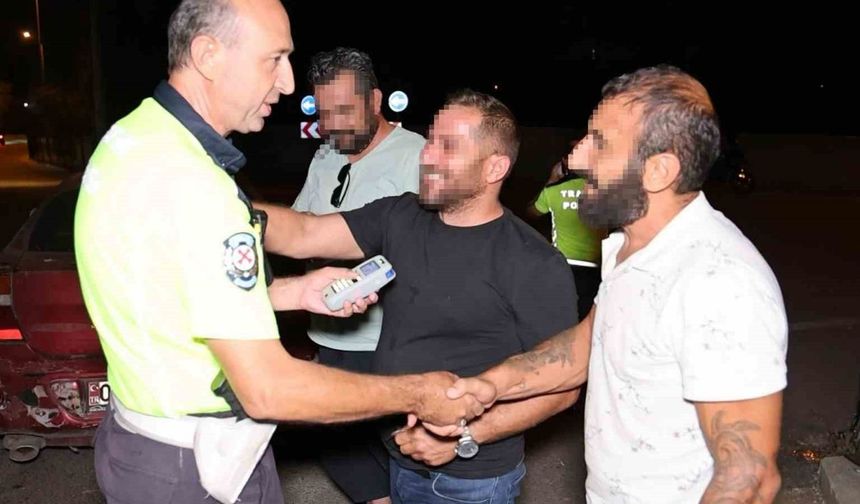 Karadenizli alkollü sürücünün 0.50 promil sevinci kamerada