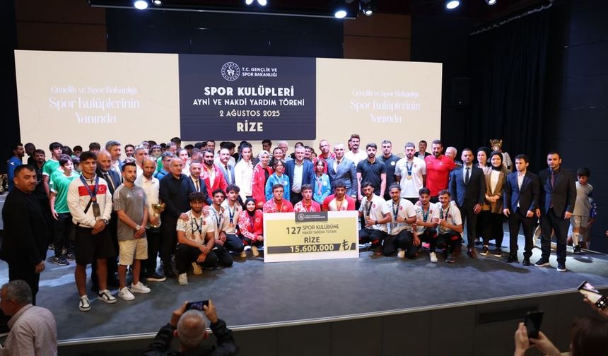 Rize'de spor kulüplerine 15.5 milyonluk yardım