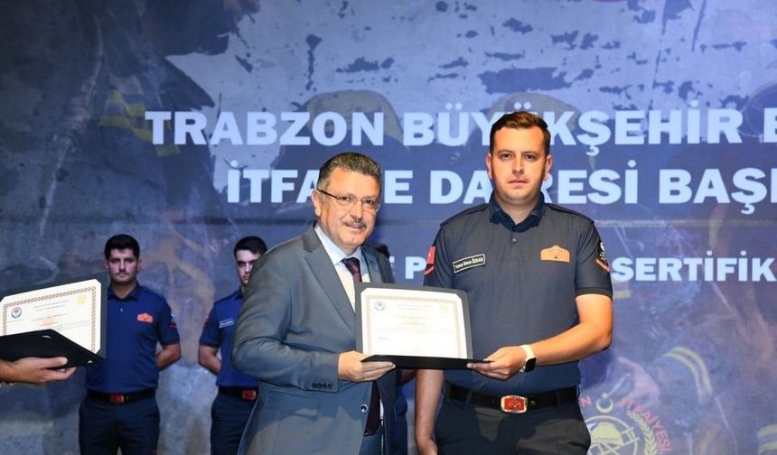 Trabzon’da yeni itfaiyeciler törenle göreve başladı